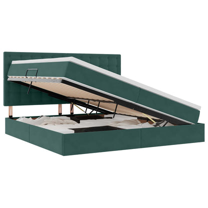 Letto con contenitore LED e materasso Verde Scuro 200 x 200 cm | homemem39