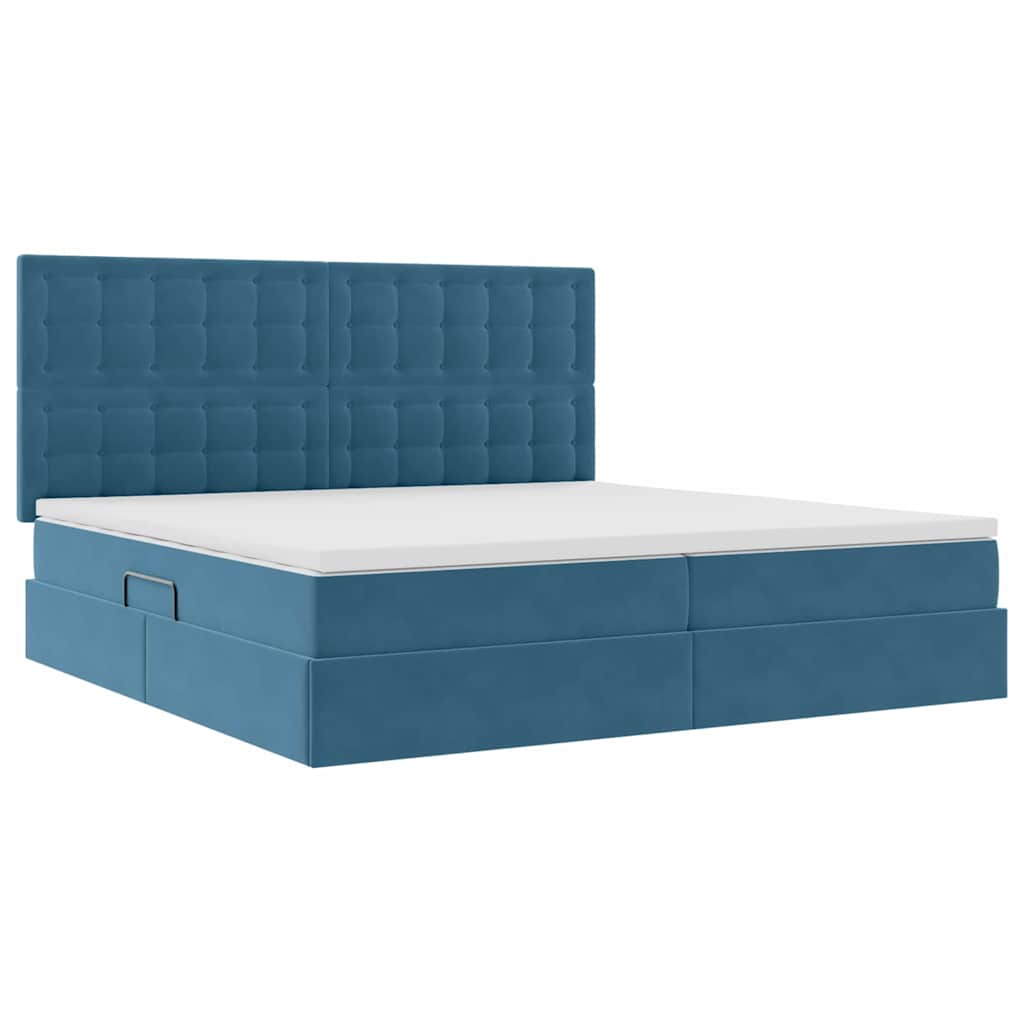 Letto con contenitore LED e materasso Blu Scuro 200 x 200 cm | homemem39