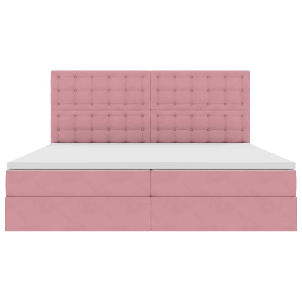 Letto con luci a strisce a LED Rosa 200 x 200 cm Velluto