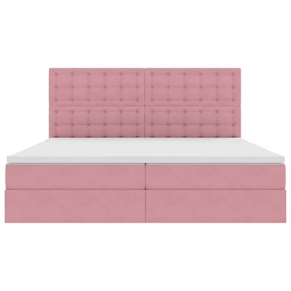 Letto con luci a strisce a LED Rosa 200 x 200 cm Velluto