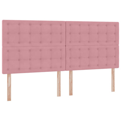 Letto con luci a strisce a LED Rosa 200 x 200 cm Velluto