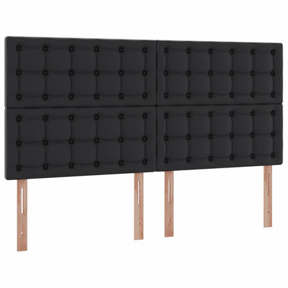 Letto con contenitore e LED Nero 180 x 200 cm Pelle sintetica