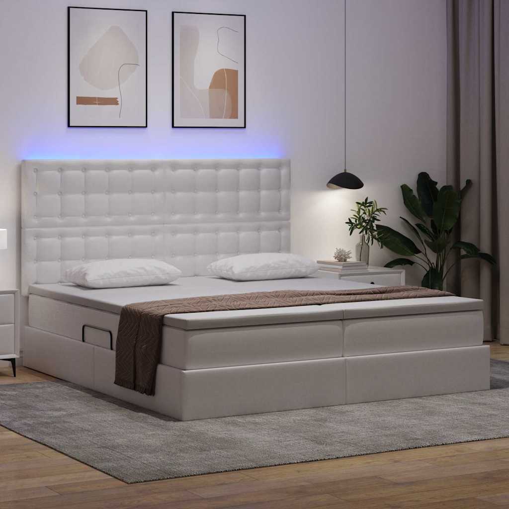 Letto con contenitore e LED Bianco Puro 180 x 200 cm