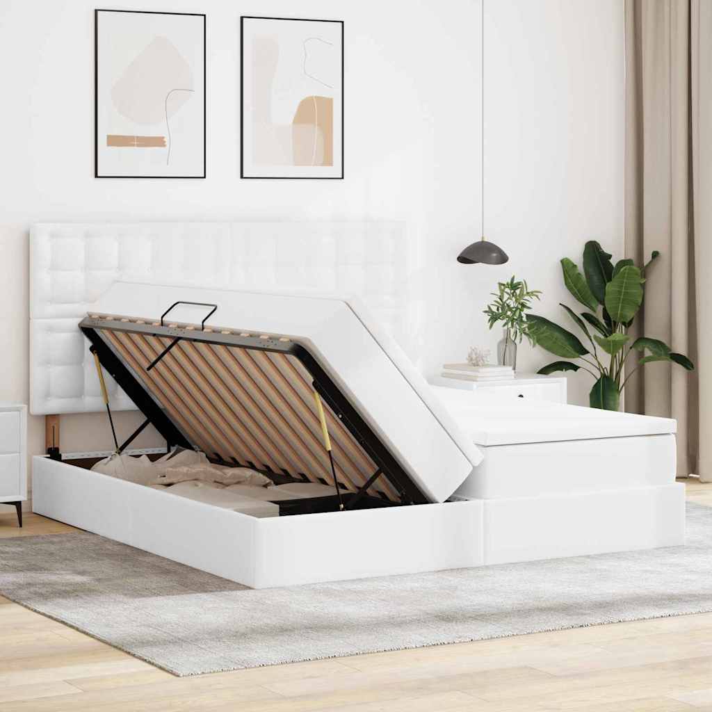 Letto con contenitore e LED Bianco Puro 180 x 200 cm