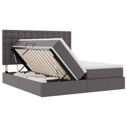 Letto con contenitore e LED Grigio 180 x 200 cm Pelle sintetica