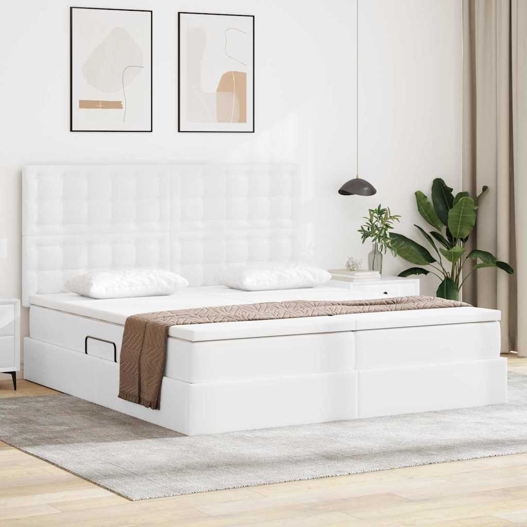 Letto con contenitore e LED Bianco Puro 200 x 200 cm