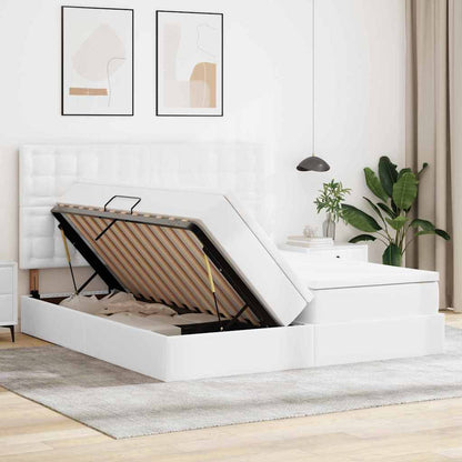 Letto con contenitore e LED Bianco Puro 200 x 200 cm
