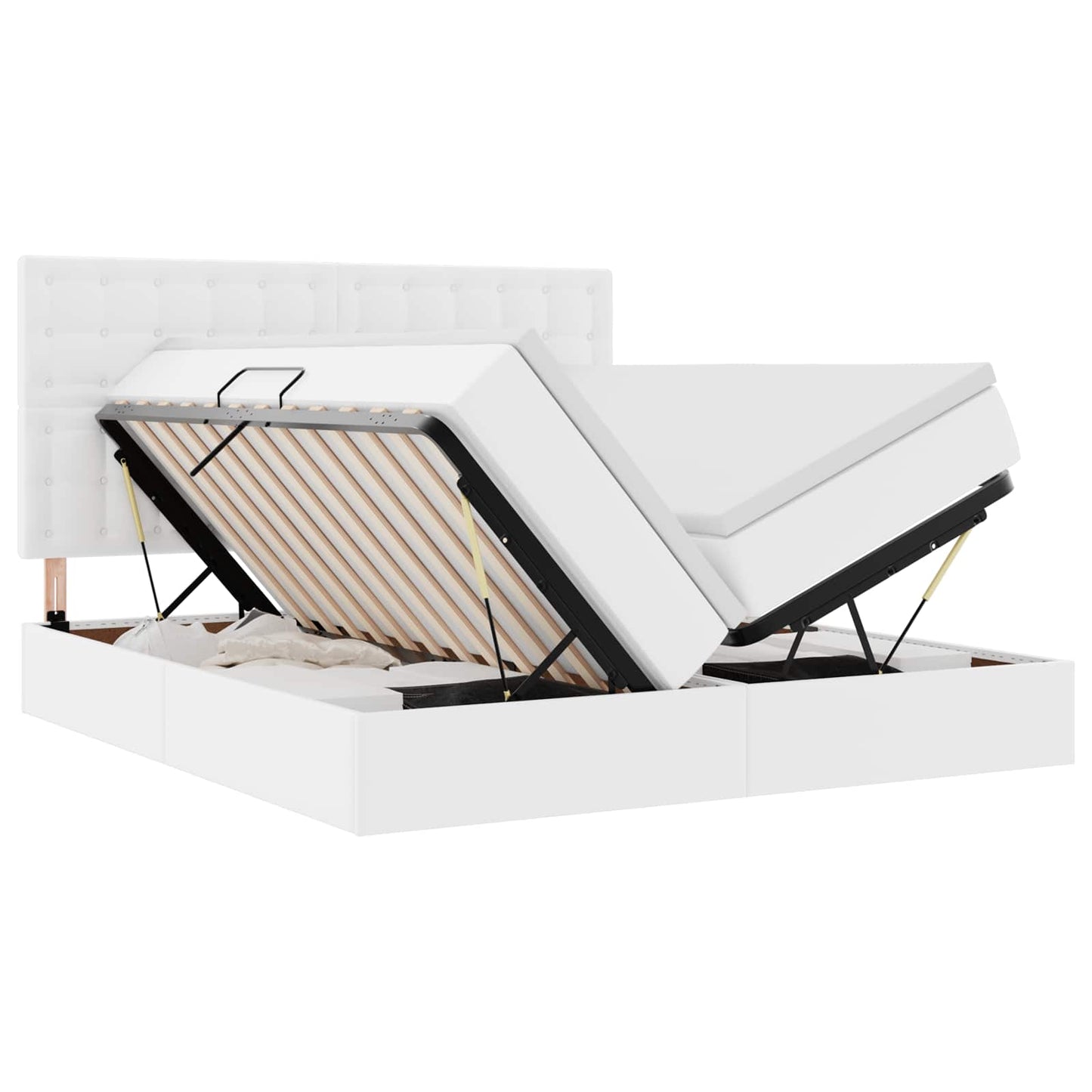 Letto con contenitore e LED Bianco Puro 200 x 200 cm