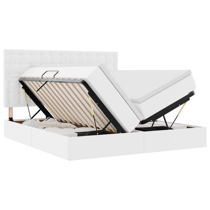 Letto con contenitore e LED Bianco Puro 200 x 200 cm