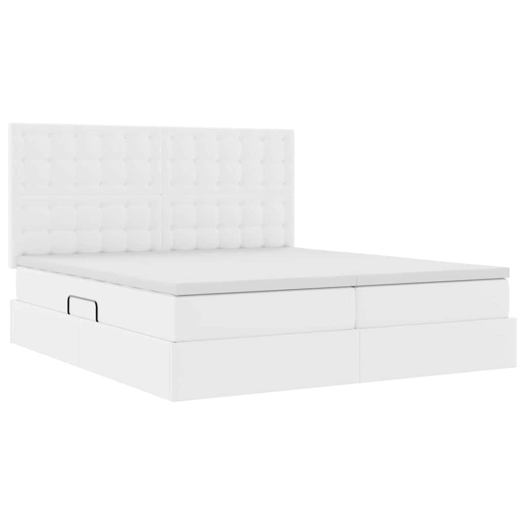 Letto con contenitore e LED Bianco Puro 200 x 200 cm