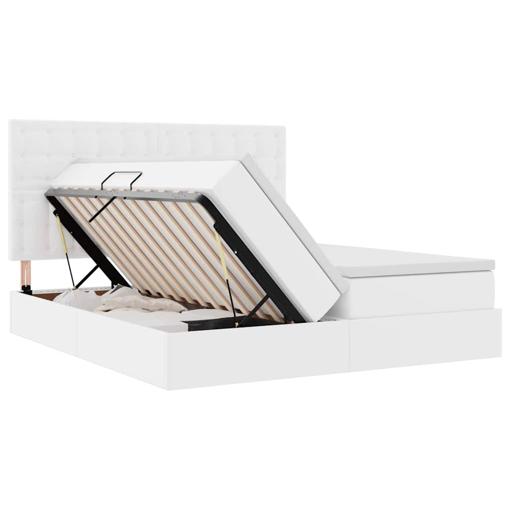 Letto con contenitore e LED Bianco Puro 200 x 200 cm