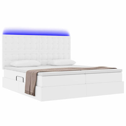 Letto con luci a strisce a LED Bianco Puro 200 x 200 cm PVC