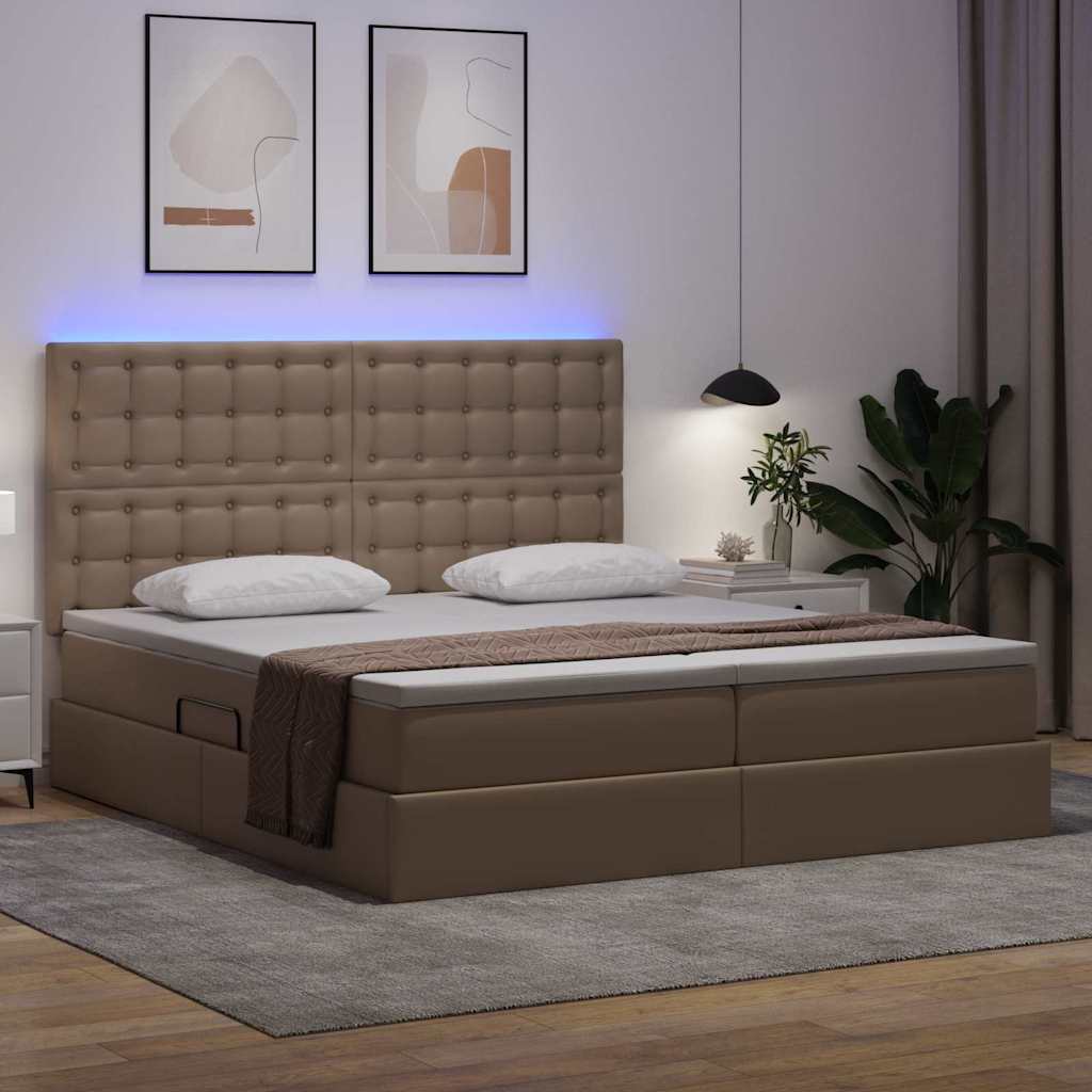Letto con contenitore e LED Cappuccino 200 x 200 cm | homemem39