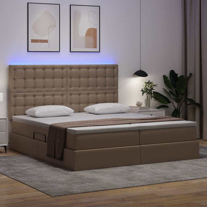 Letto con contenitore e LED Cappuccino 200 x 200 cm | homemem39