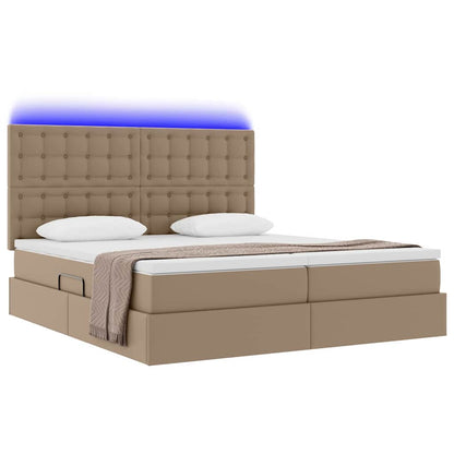 Letto con contenitore e LED Cappuccino 200 x 200 cm | homemem39