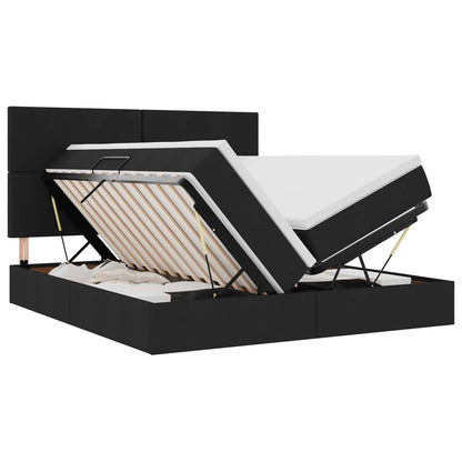 Letto con contenitore LED e materasso Nero 180 x 200 cm Tessuto