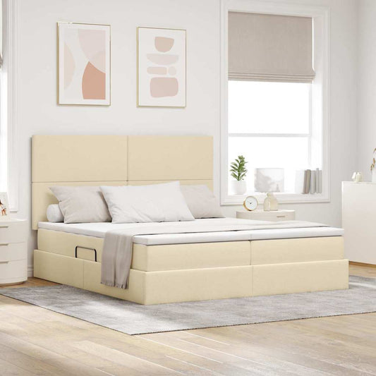 Letto con contenitore LED e materasso Crema 180 x 200 cm