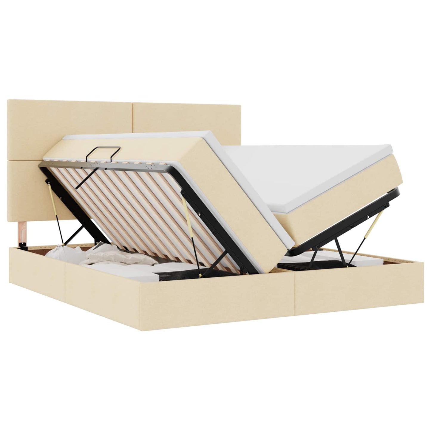 Letto con contenitore LED e materasso Crema 180 x 200 cm