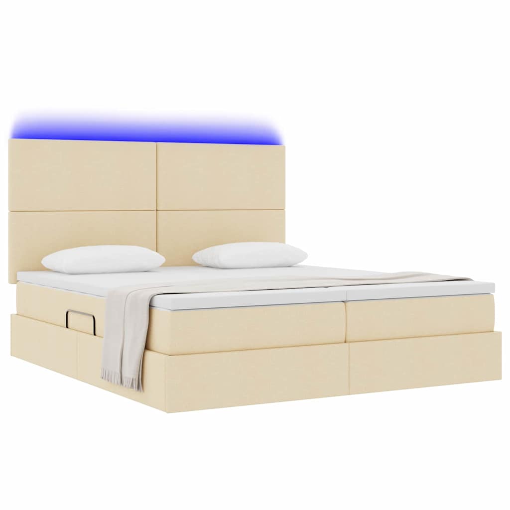 Letto con contenitore LED e materasso Crema 180 x 200 cm