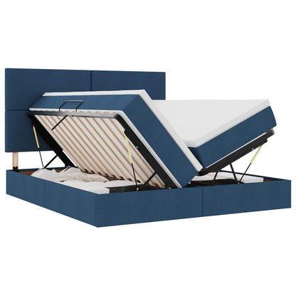 Letto con contenitore LED e materasso Blu 180 x 200 cm Tessuto
