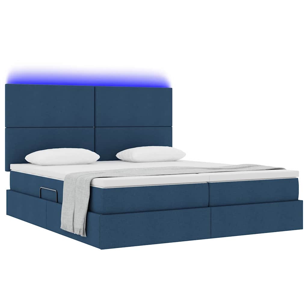 Letto con contenitore LED e materasso Blu 180 x 200 cm Tessuto