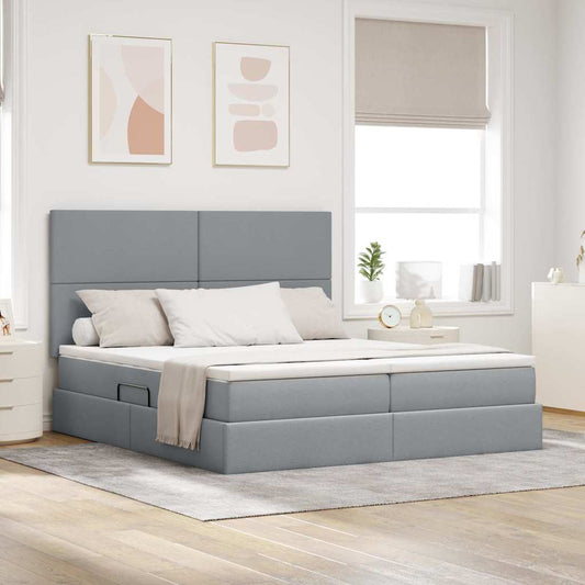 Letto con contenitore LED e materasso Grigio Chiaro