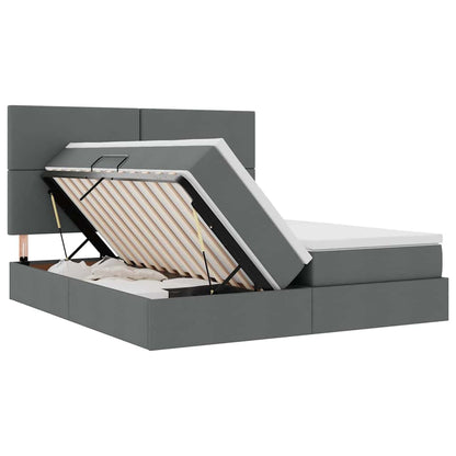 Letto con contenitore LED e materasso Grigio Scuro 200 x 200 cm