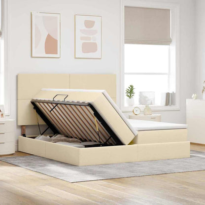 Letto con contenitore LED e materasso Crema 200 x 200 cm