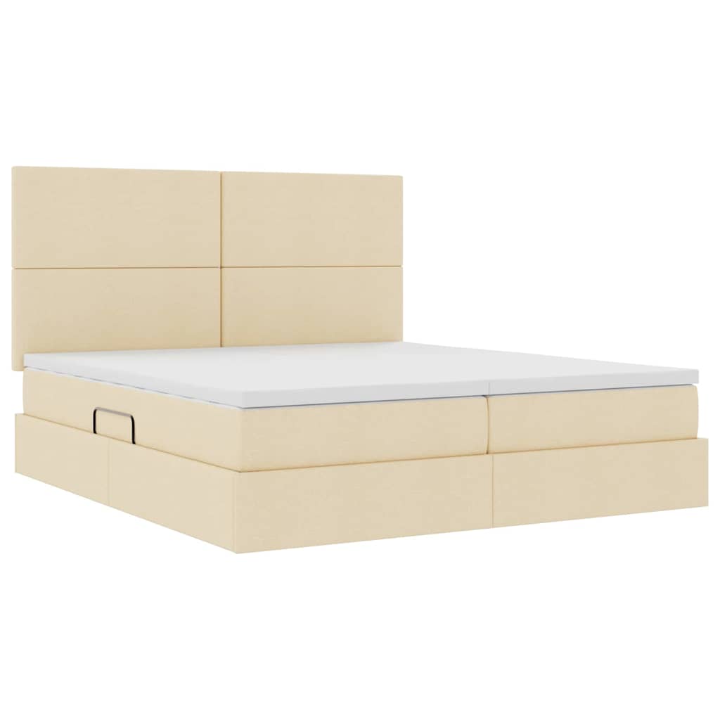Letto con contenitore LED e materasso Crema 200 x 200 cm
