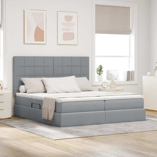 Letto con contenitore LED e materasso Grigio Chiaro