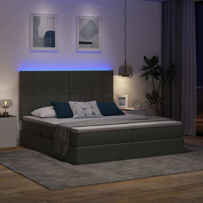 Letto con contenitore LED e materasso Grigio Scuro 180 x 200 cm