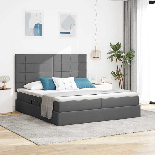 Letto con contenitore LED e materasso Grigio Scuro 180 x 200 cm
