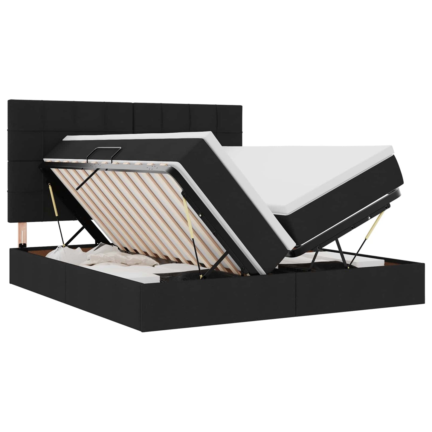 Letto con contenitore LED e materasso Nero 180 x 200 cm Tessuto