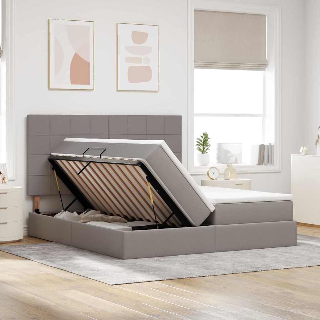 Letto con contenitore LED e materasso Tortora 180 x 200 cm