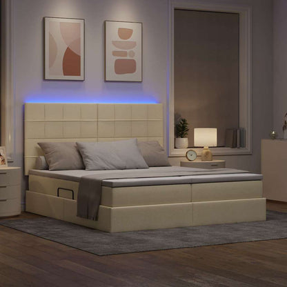 Letto con contenitore LED e materasso Crema 200 x 200 cm