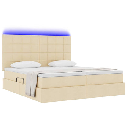 Letto con contenitore LED e materasso Crema 200 x 200 cm
