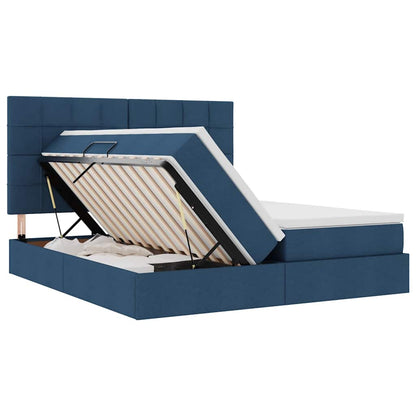 Letto con contenitore LED e materasso Blu 200 x 200 cm Tessuto