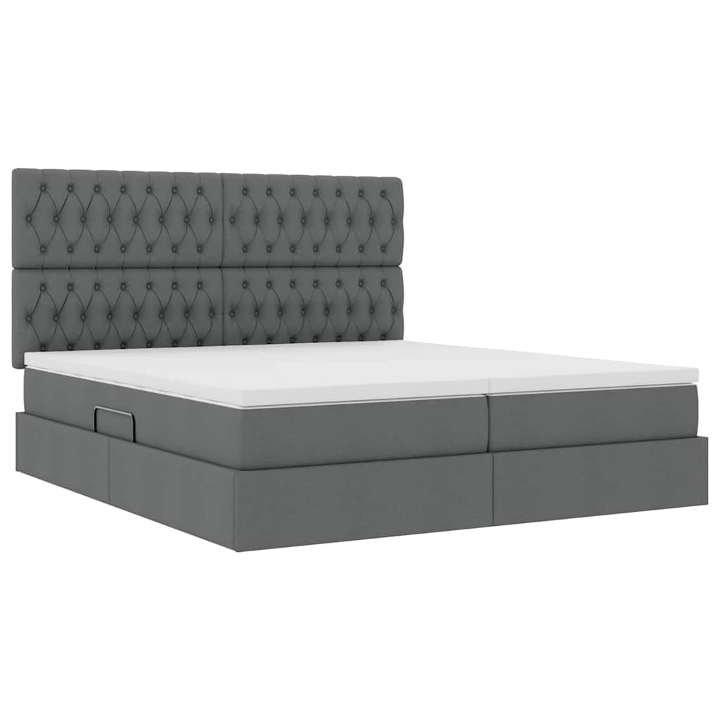 Letto con contenitore LED e materasso Grigio Scuro 180 x 200 cm