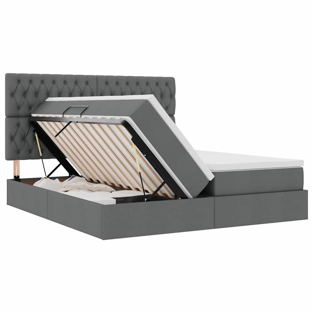 Letto con contenitore LED e materasso Grigio Scuro 180 x 200 cm