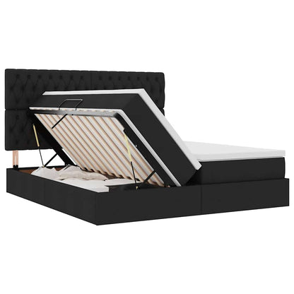 Letto con contenitore LED e materasso Nero 180 x 200 cm Tessuto