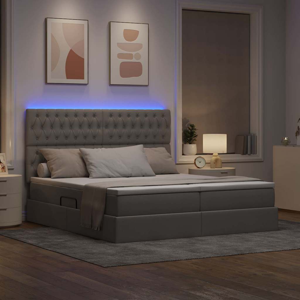 Letto con contenitore LED e materasso Tortora 180 x 200 cm