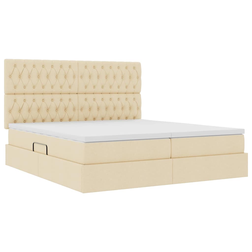 Letto con contenitore LED e materasso Crema 180 x 200 cm