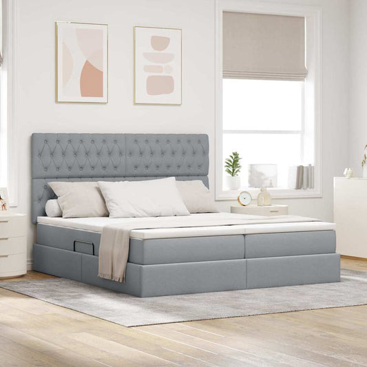 Letto con contenitore LED e materasso Grigio Chiaro
