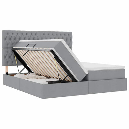 Letto con contenitore LED e materasso Grigio Chiaro