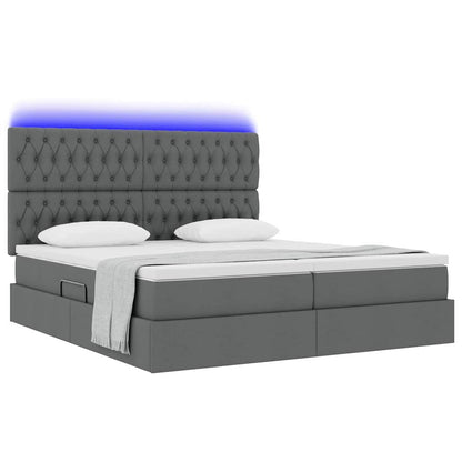 Letto con contenitore LED e materasso Grigio Scuro 200 x 200 cm