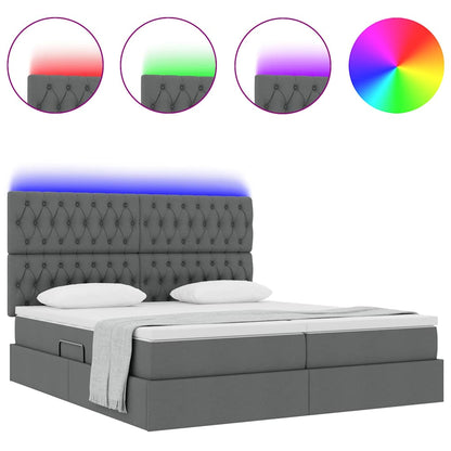 Letto con contenitore LED e materasso Grigio Scuro 200 x 200 cm