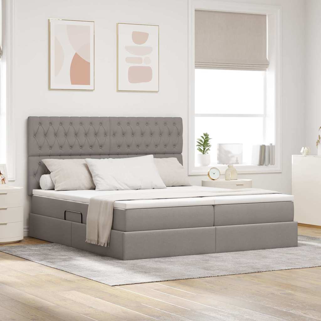 Letto con contenitore LED e materasso Tortora 200 x 200 cm