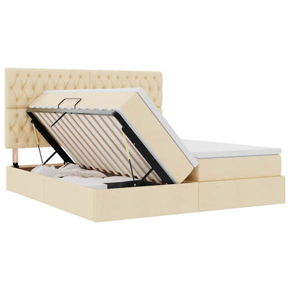 Letto con contenitore LED e materasso Crema 200 x 200 cm
