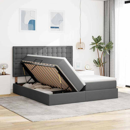 Letto con contenitore LED e materasso Grigio Scuro 180 x 200 cm