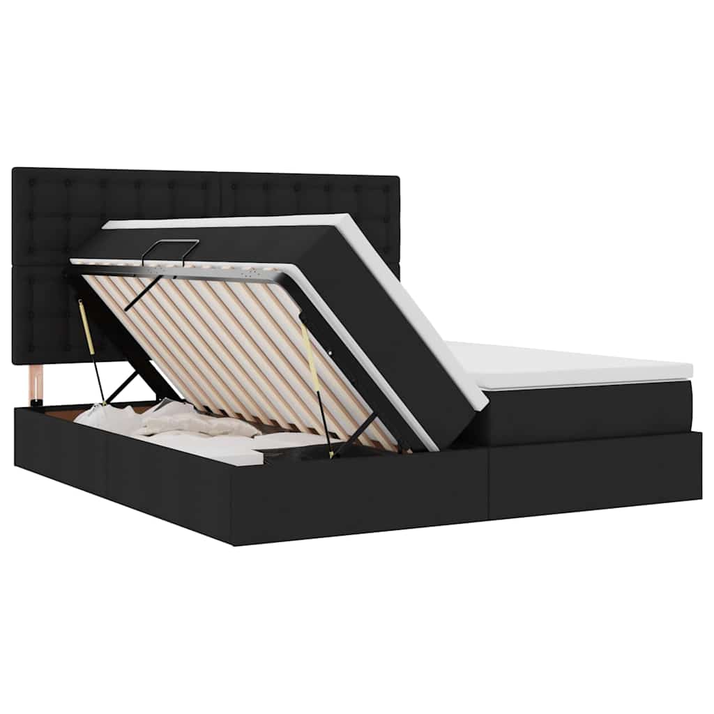 Letto con contenitore LED e materasso Nero 180 x 200 cm Tessuto